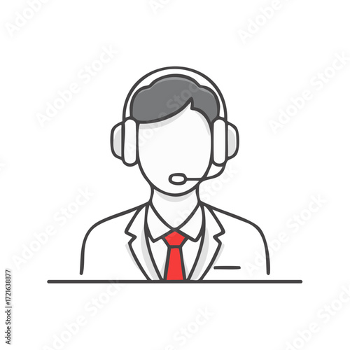 Customer service representative wearing headset illustration
