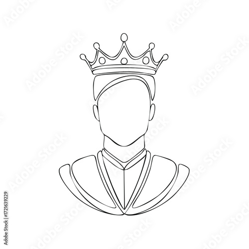 King with Crown Line Drawing