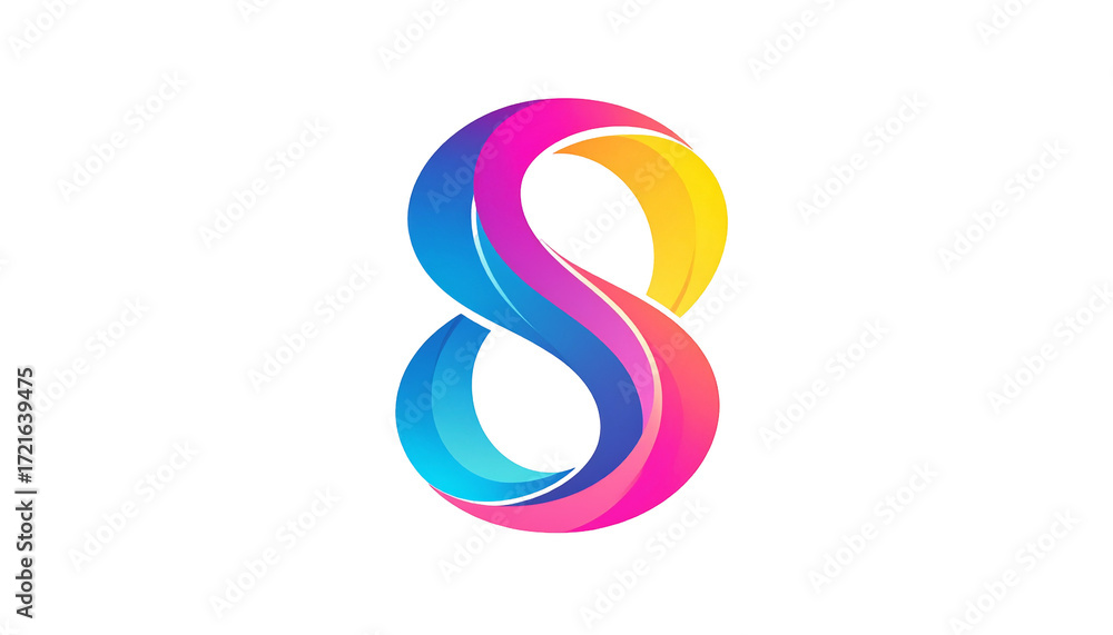 Naklejka premium Vibrant, stylized number eight, infinity symbol