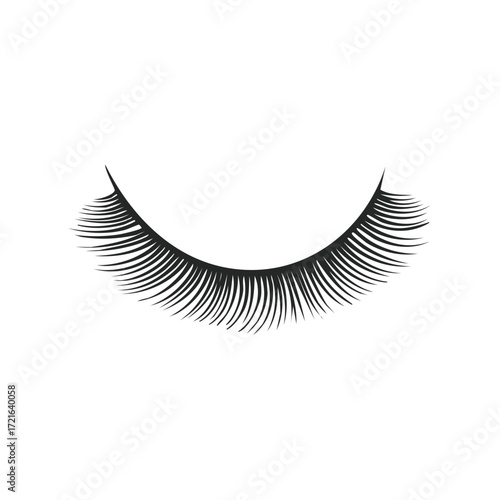 False Eyelashes, Black Vector Illustration, Isolated on White Background