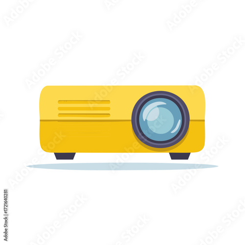 Bright Yellow Projector for Presentations, Cinema, and Home Entertainment - Vector Illustration