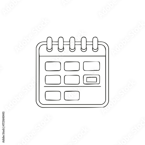 Clean linear calendar icon for date management personal schedule and time organization concept