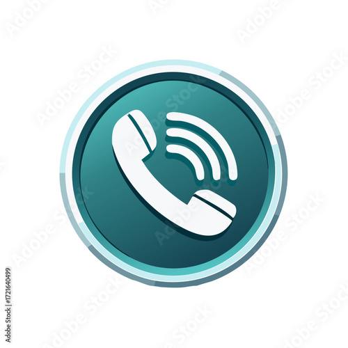 Blue and White Phone Icon with Waves Symbolizing Communication and Connection in Digital Design