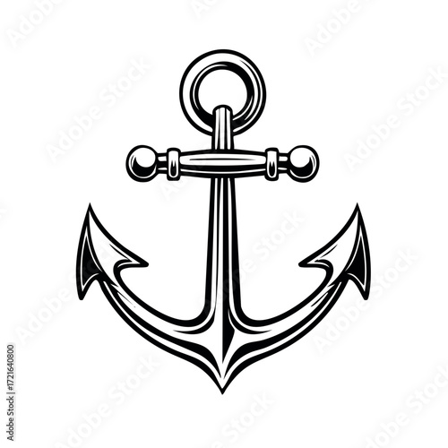 Detailed Nautical Anchor Illustration Classic Symbol of Maritime Navigation and Seafaring Tradition