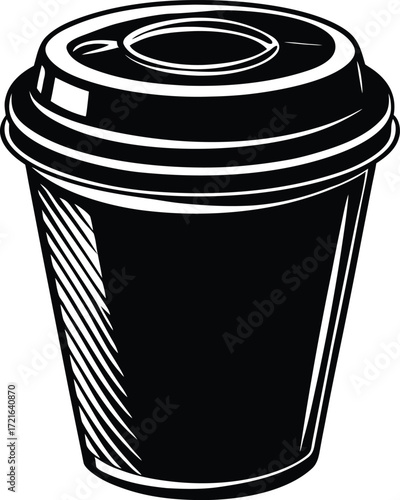 Disposable Coffee Cup Vector Illustration in Vintage Style