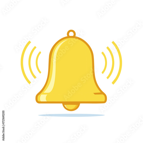 Golden ringing bell with sound waves illustration