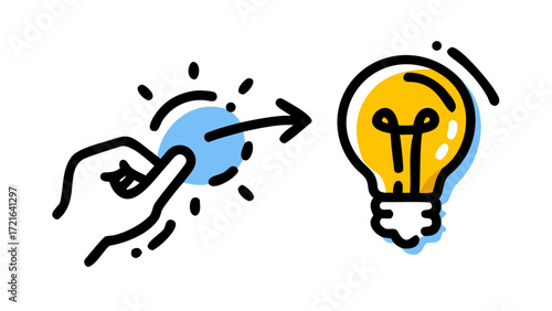 Ideas & Innovation Hand Directing Idea to Light Bulb - Creative Solution & Thinking