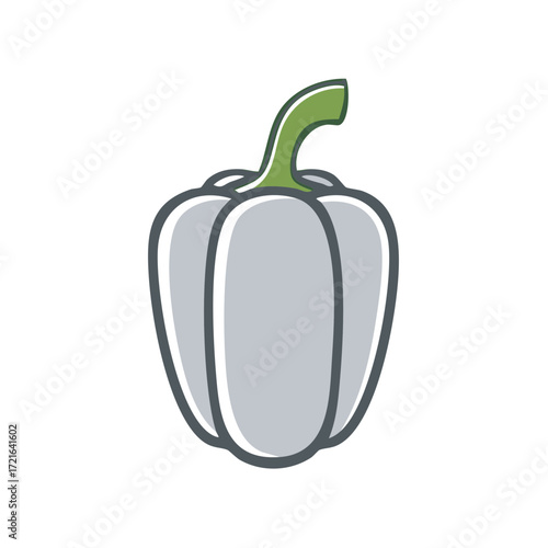 Modern gray bell pepper vector illustration, fresh vegetable icon for healthy eating and recipes
