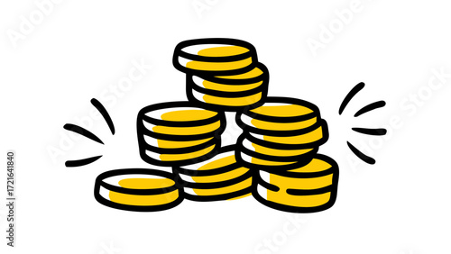 Illustration of a shining stack of golden coins symbolizing accumulated financial success and prosperity, representing wealth, investment, and future savings