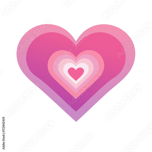 Concentric Hearts Gradient Pink Purple Abstract Love Symbol Illustration
