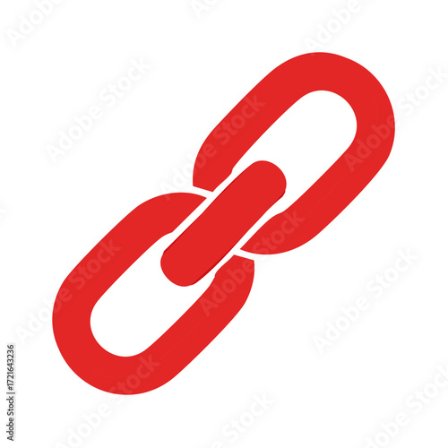Simple red chain link icon symbolizing connection and partnership