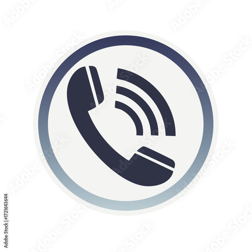 Ringing Telephone Handset Icon in a Circle Button for Communication and Contact Us