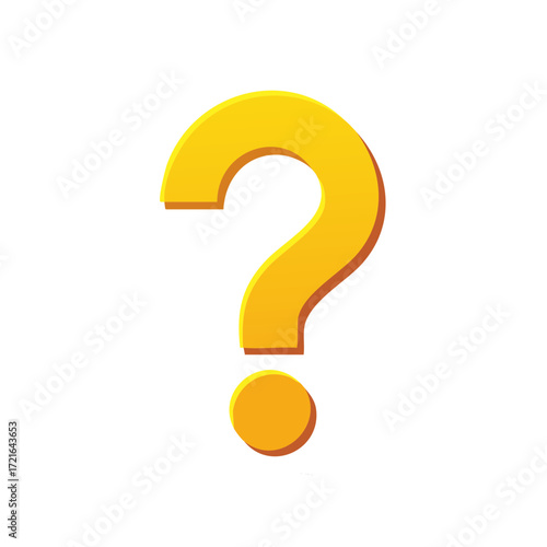 Vibrant yellow question mark symbol graphic illustration for inquiry and doubt concepts