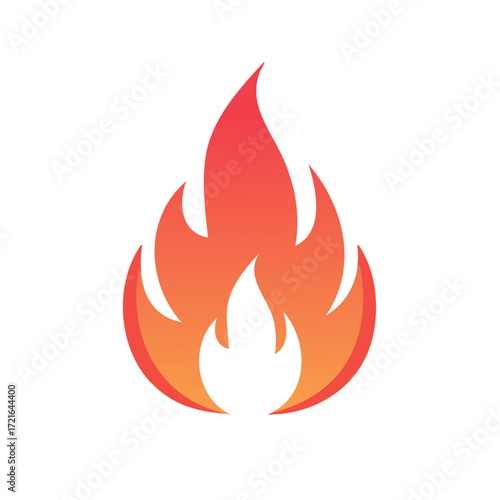 Fire flame illustration, glowing in orange and red gradients, isolated graphic
