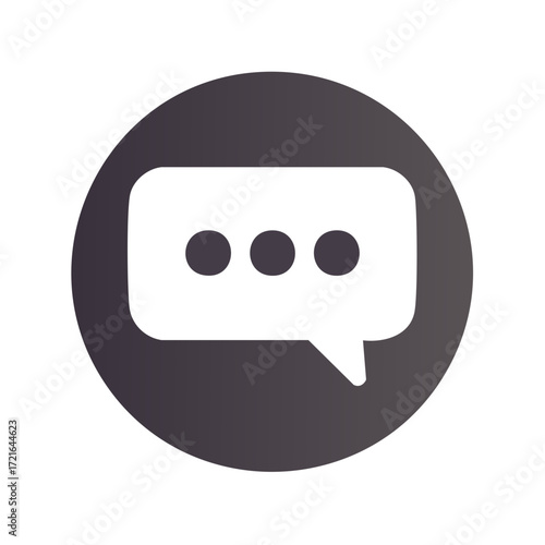 Minimalist chat bubble icon with ellipsis symbol for communication and messaging