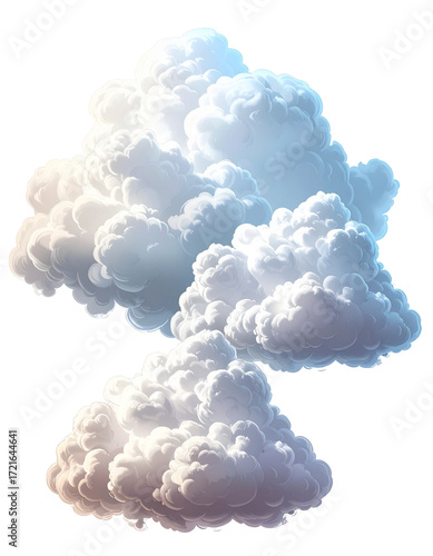 Massive cumulus clouds, stylized