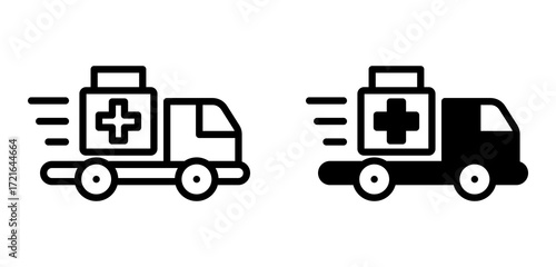 Medical Delivery Icon Collection line & Mixed Style 
