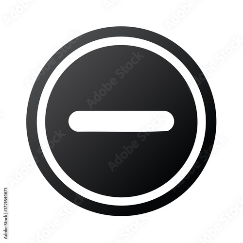 Black circle minus symbol with white line UI UX icon design
