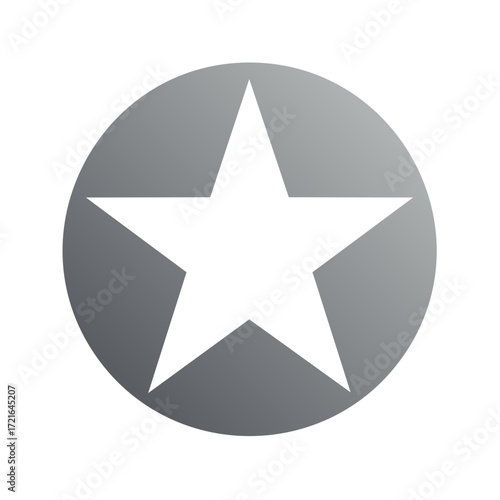 White star shape inside a gray gradient circle emblem icon graphic element design