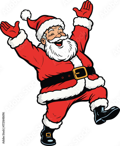 Joyful Santa Claus Celebrating with Arms Raised