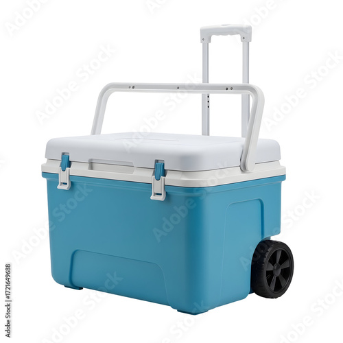 Teal And White Wheeled Cooler