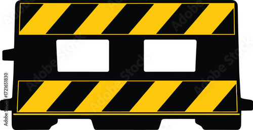 Bold yellow and black striped traffic barrier for construction safety and road closure alerts