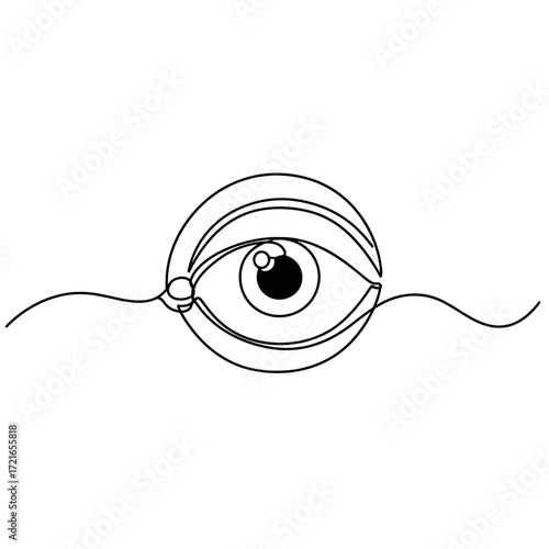 Eye illustration in minimalist style with black lines and curves  