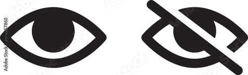 eye, vision, sight, view, show, hide, invisible, visible, icon, symbol, graphic, design, illustration, privacy, security, toggle, switch, black and white, isolated, white background, perception, obser