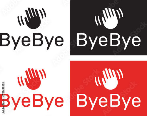 bye, goodbye, wave, hand, icon, logo, symbol, greeting, farewell, parting, leaving, saying goodbye, gesture, communication, motion, movement, graphic, design, illustration, black, white, red, contrast