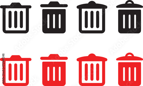 trash can, bin, garbage, waste, disposal, icon, icons, black, red, symbol, graphic, design, illustration, clean, recycle, refuse, rubbish, junk, litter, container, receptacle, waste management, waste 