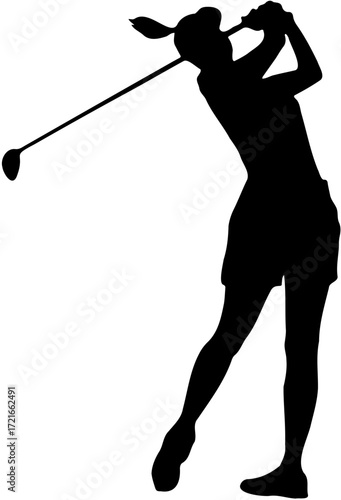Woman golf player silhouette