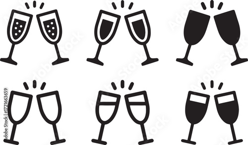 toast, champagne, vector, design, illustration, icons