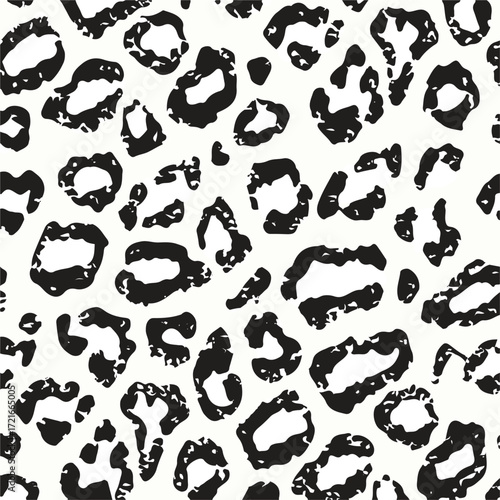 Leopard print. Vector seamless pattern. Animal skin background with black and brown spots on beige backdrop. Abstract exotic safari texture. Jaguar, leo, puma cheetah fur pattern. Repeat design