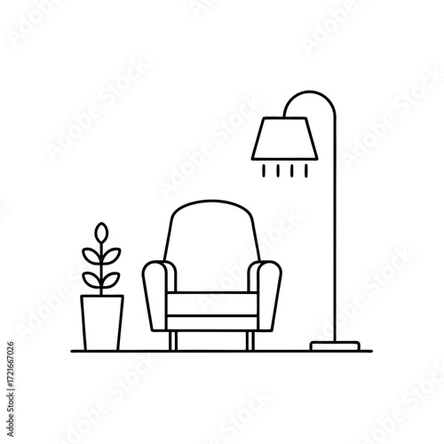 Interior scene with armchair