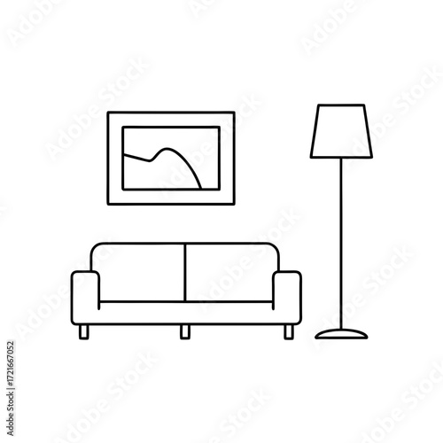 Living room interior outline