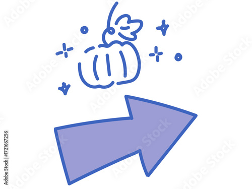 ミニマルな青カボチャのハロウィン用イラスト