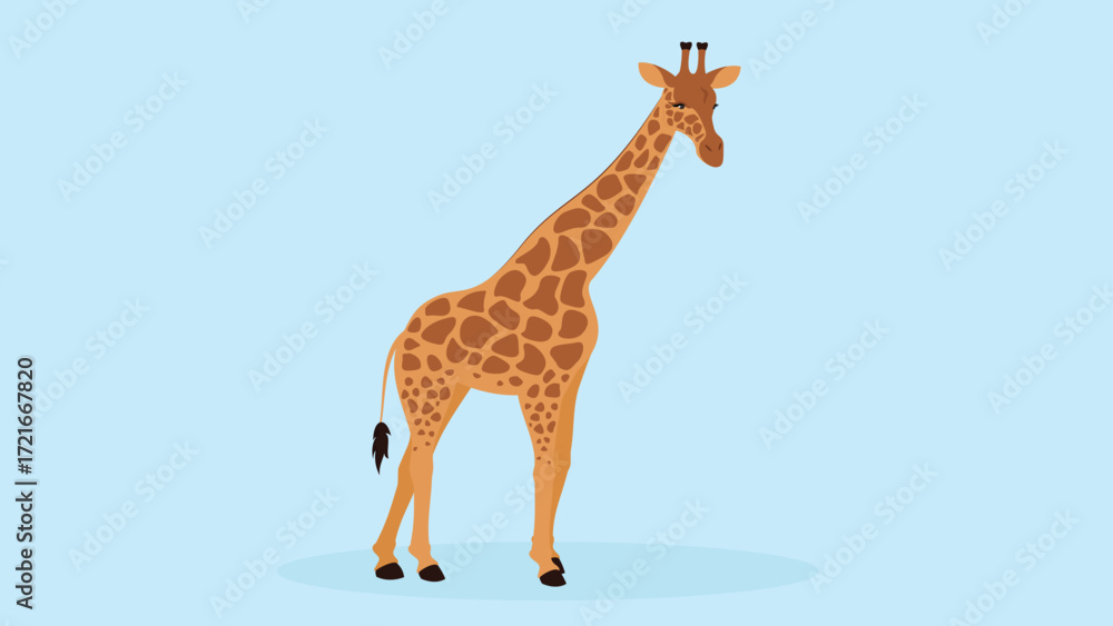 Obraz premium Giraffe isolated on blue background. Flat style vector illustration.