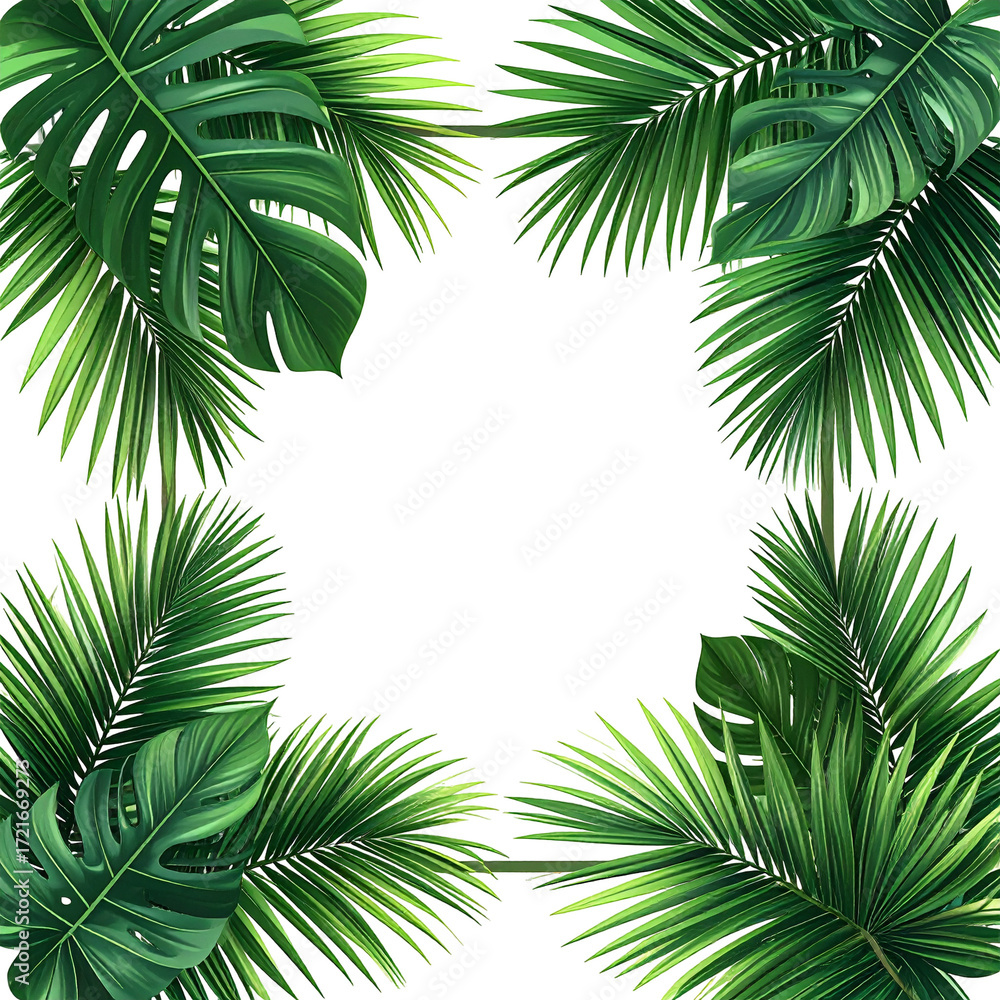 Naklejka premium Tropical leaf frame