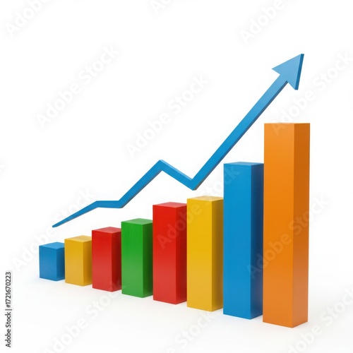 Colorful bar chart showing upward trend with arrow Free Download Colorful bar chart showing upward trend with arrow - GFXLoad