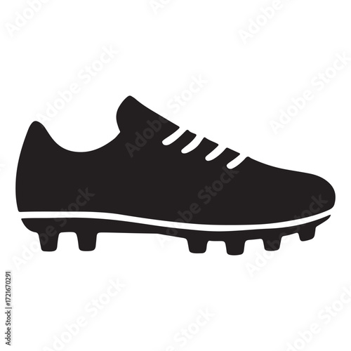 Vector art of black and white silhouette of a soccer shoe