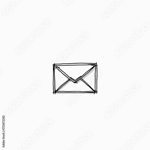Hand-drawn envelope illustration in simple black outline style  