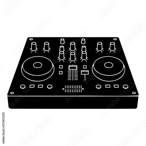 DJ mixer in black and white design for music production  