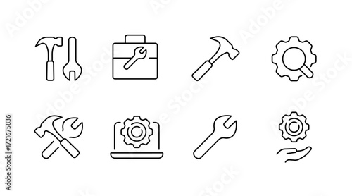 Tools and maintenance line icons set – linear, outline, repair and service symbols