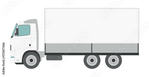 Big white truck on a white background - Vector illustration