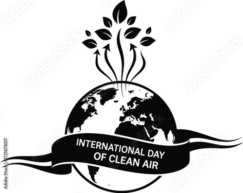 International day of clean air illustration with earth and leaves