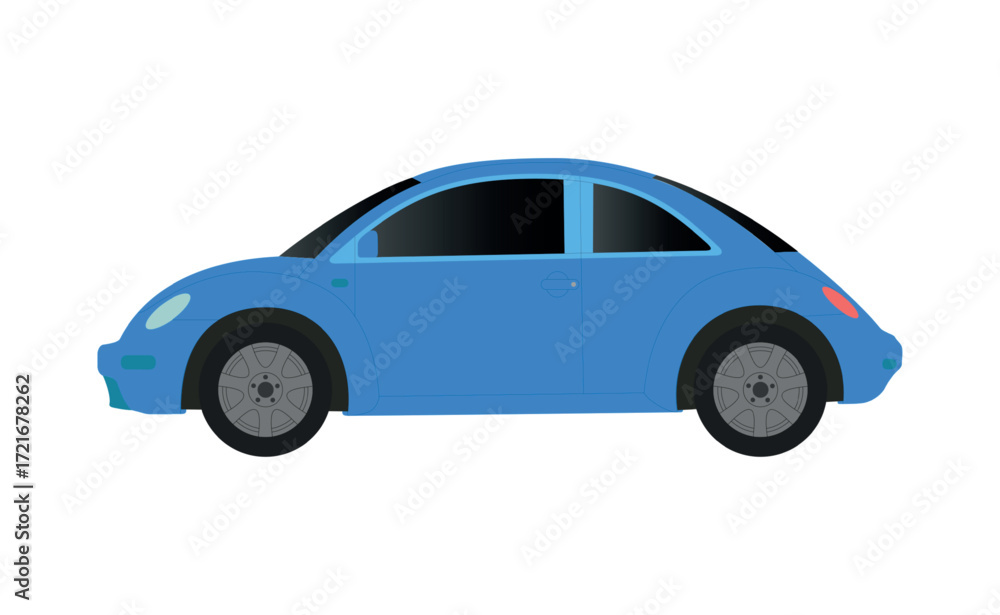 Fototapeta premium Blue female little car on a white background - Vector illustration