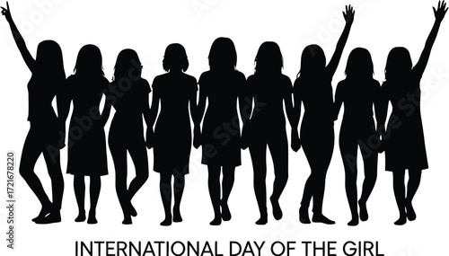 Silhouettes of girls celebrating international day of the girl event