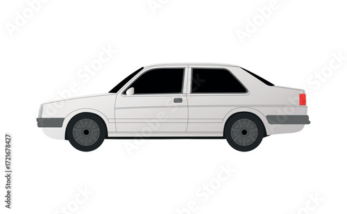 White sedan golf car on white background - Vector illustration
