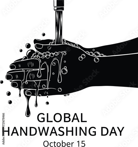 Hands being washed under running water for global handwashing day