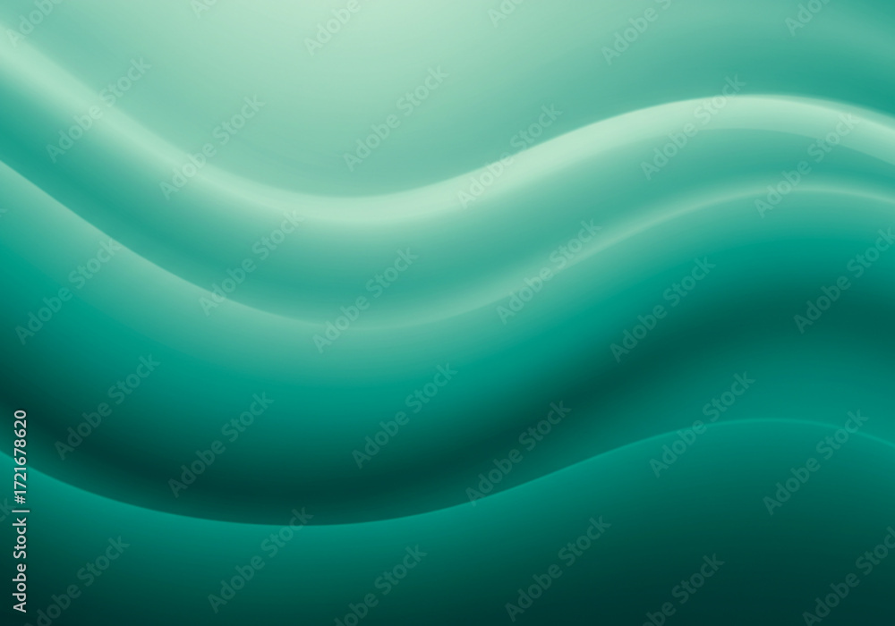 Fototapeta premium Serene teal abstract waves flow with soft gradient light creating a calming, modern background for design projects